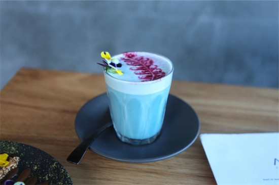 blue matcha latte
