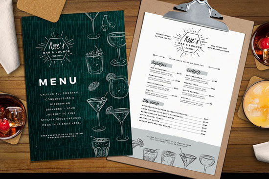 menu cocktail