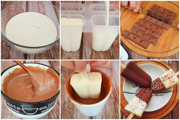 Cách làm kem que socola rất đơn giản 